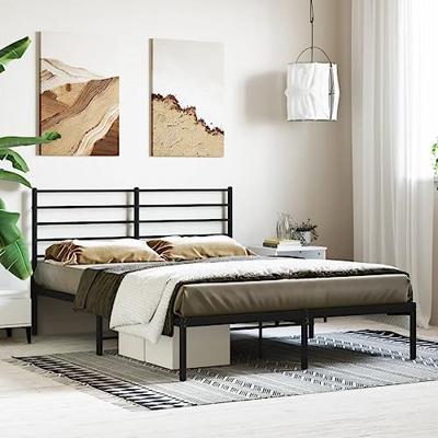 Bedframe met hoofdbord metaal zwart 150x200 cm