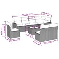 9-delige Loungeset met kussens poly rattan zwart - thumbnail