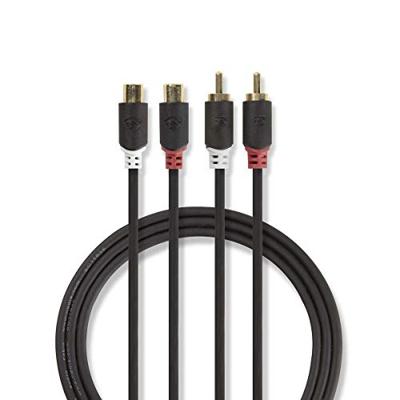 Stereo audiokabel | 2x RCA male - 2x RCA female | 2,0 m | Antraciet