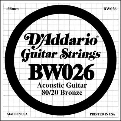 D&apos;Addario BW026 Bronze Wound Acoustic Guitar Single String .026 losse snaar voor westerngitaar