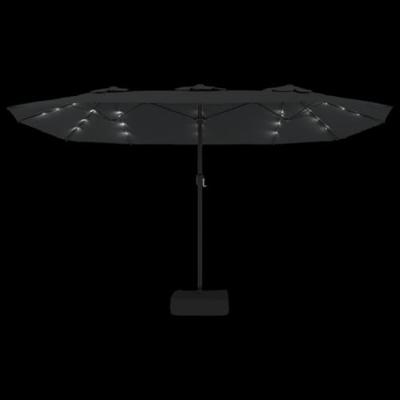Parasol dubbel dak met LED 449x245 cm antracietkleurig