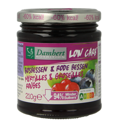 Damhert Confituur bosbes/rode bes low carb 210 Gram