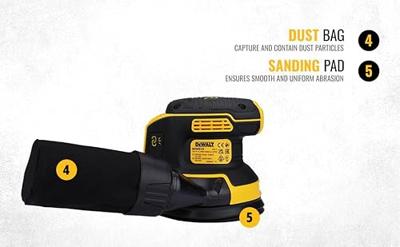 DeWalt DCW210N Accu Excenterschuurmachine 18V XR Losse body - DCW210N - thumbnail