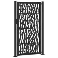 Poort met sporenontwerp 105x180 cm staal zwart - thumbnail