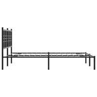 Bedframe met hoofdbord metaal zwart 140x200 cm - thumbnail