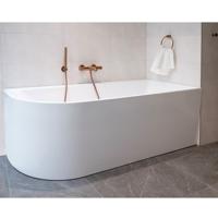 Sub half vrijstaand bad hoek rechts (ronding links) inclusief waste 180 x 80 cm, wit - thumbnail