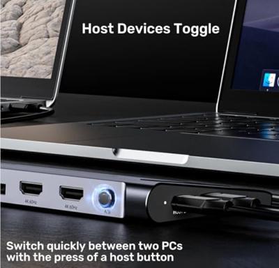 UNITEK KVM 4K, USBC, HDMI DOCKINGSTATION MET STANDAARD