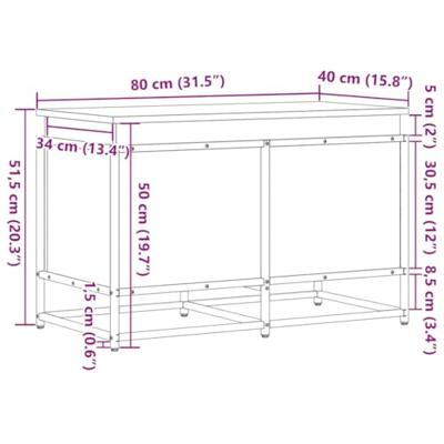 VidaXL Opbergbox met deksel 80x40x51,5 cm bewerkt hout sonoma eiken - thumbnail