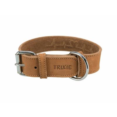 TRIXIE RUSTIC VETLEER HALSBAND HOND HEARTBEAT BRUIN 34-40X3 CM