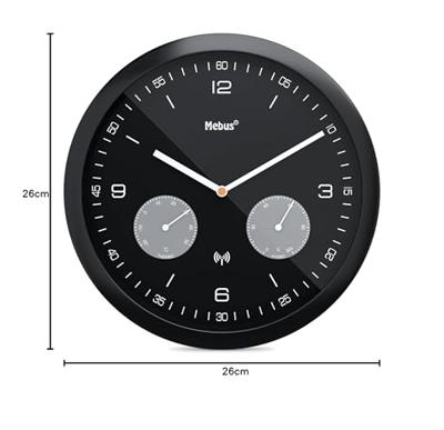 Mebus 52825 Zendergestuurd Wandklok 260 mm x 42 mm Zwart Mebus 52825 Zendergestuurd Wandklok 260 mm x 42 mm Zwart