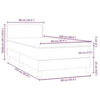 Boxspring met matras fluweel lichtgrijs 90x220 cm - thumbnail