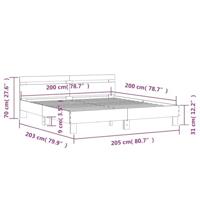 Bedframe met hoofdeinde en LED-verlichting zwart 200x200 cm - thumbnail