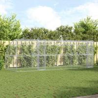 Hondenhok met opslag 3 pcs Zilver 6 x 2 x 2 m Staal - thumbnail