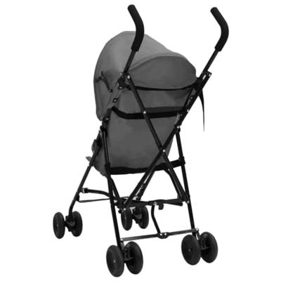 VidaXL Kinderbuggy staal lichtgrijs en zwart