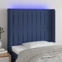 Hoofdbord LED 83x16x118/128 cm stof blauw - thumbnail