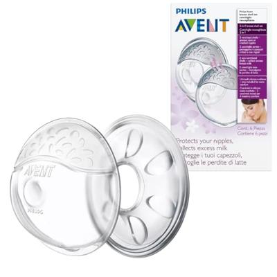 Set van 4 Philips AVENT Comfort borstvoedingskussens + cupvullingen transparant