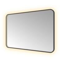 Spiegel Hotbath &MORE 80x120 cm LED-Verlichting Spiegelverwarming Rechthoek Afgerond Geborsteld Zwart PVD - thumbnail