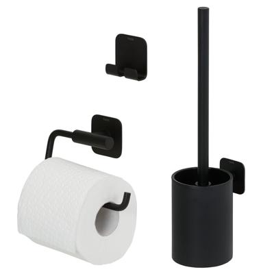 Tiger Colar Toilet Accessoireset - toiletrolhouder - zonder klep - toiletborstelhouder - handdoekhaak - zelfklevend - zwart 800134 Tiger Colar Toilet Accessoireset - toiletrolhouder - zonder klep - toiletborstelhouder - handdoekhaak - zelfklevend - zwart 800134