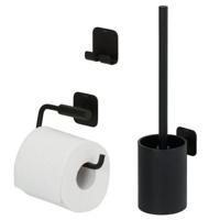Tiger Colar Toilet Accessoireset - toiletrolhouder - zonder klep - toiletborstelhouder - handdoekhaak - zelfklevend - zwart 800134 - thumbnail