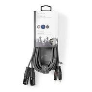 XLR-Audiokabel | 2x XLR 3-pins male - 2x RCA male | 3,0 m | Grijs