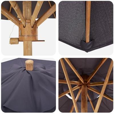 VidaXL Tuinparasol donkergrijs ø 270 x 260 cm bamboe VidaXL Tuinparasol donkergrijs ø 270 x 260 cm bamboe