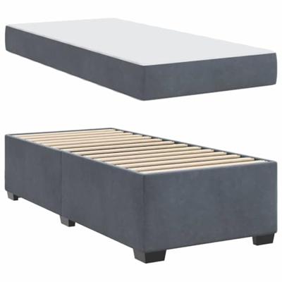 Bedframe met matras met matras Donkergrijs 90 x 200 cm Fluweel