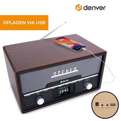 Denver MDA-525DW DARK WOOD Radio DAB+, VHF (FM) Hout-bruin (zijdemat)