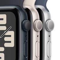 Apple Watch SE 9 (2e generatie, 2023) GPS 44 mm smartwatch met middernacht aluminium behuizing en middernacht sportband - S/M. fitnesstracker, slaapmonitor, ongevaldetectie - thumbnail