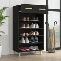 VidaXL Schoenenkast 60x35x105 cm bewerkt hout zwart - thumbnail