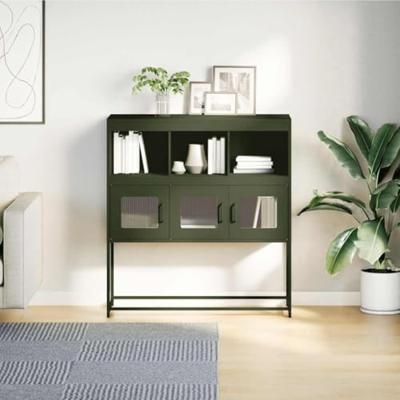 Dressoir 100,5x39x107 cm koudgewalst staal olijfgroen