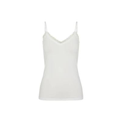 Dames hemd kant - Lace singlet kate - Kanten dames onderhemd - Microfiber singlet - S - Creme - S - S - S - S - S - S - S - S - S - S - S