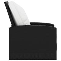 Tuinstoel met kussens verstelbaar poly rattan zwart - thumbnail