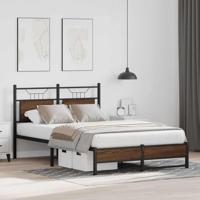 Bedframe zonder matras bewerkt hout bruin eikenkleur 120x190 cm - thumbnail