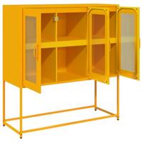 Dressoir 100,5x39x107 cm koudgewalst staal mosterdgeel - thumbnail