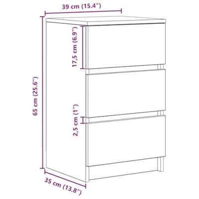 Nachtkastje met 3 lades 39x35x65 cm gerookt eikenkleurig Nachtkastje met 3 lades 39x35x65 cm gerookt eikenkleurig