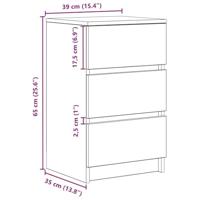 Nachtkastje met 3 lades 39x35x65 cm gerookt eikenkleurig - thumbnail