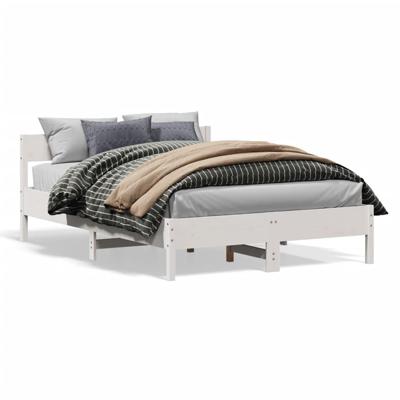 Bedframe zonder matras massief grenenhout wit 140x190 cm