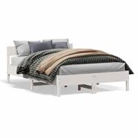 Bedframe met hoofdbord massief grenenhout wit 140x190 cm - thumbnail