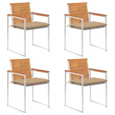 Tuinstoelen 4 st met kussens massief acaciahout