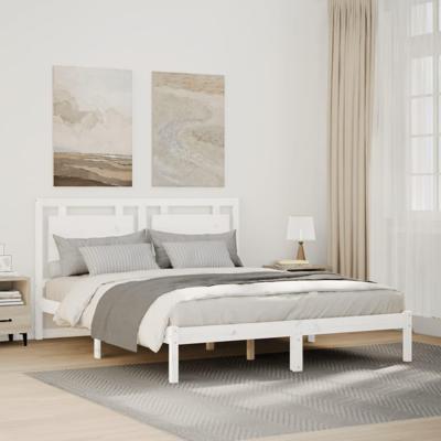 Bedframe extra lang zonder matras massief hout wit 140x220 cm