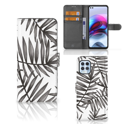 Motorola Moto G100 Hoesje Leaves Grey Motorola Moto G100 Hoesje Leaves Grey