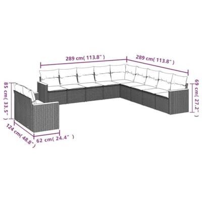 11-delige Loungeset met kussens poly rattan gemengd beige