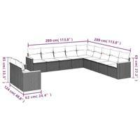 11-delige Loungeset met kussens poly rattan gemengd beige - thumbnail