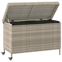 Tuinbox met wielen 110x55x73 cm poly rattan lichtgrijs - thumbnail