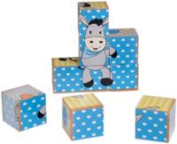 Happy People houten puzzelblokken ezel 9 delig 14 cm blauw - thumbnail