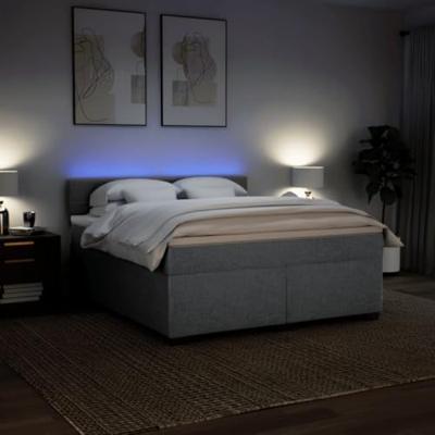 Boxspring met matras stof lichtgrijs 180x200 cm