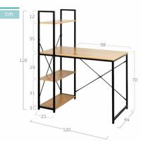 Bureau met plank Max Home Staal Melamine spaanderplaat 120 x 12 x 64 cm - thumbnail