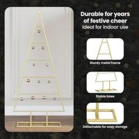 Metalen kerstboom met standaard Goud 90 cm Poedergecoat staal - thumbnail