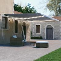 Luifel automatisch met LED en windsensor 600x300 cm blauw wit - thumbnail