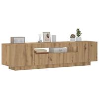 Tv-meubel met LED 160x35x40 cm bewerkt hout artisanaal eiken - thumbnail
